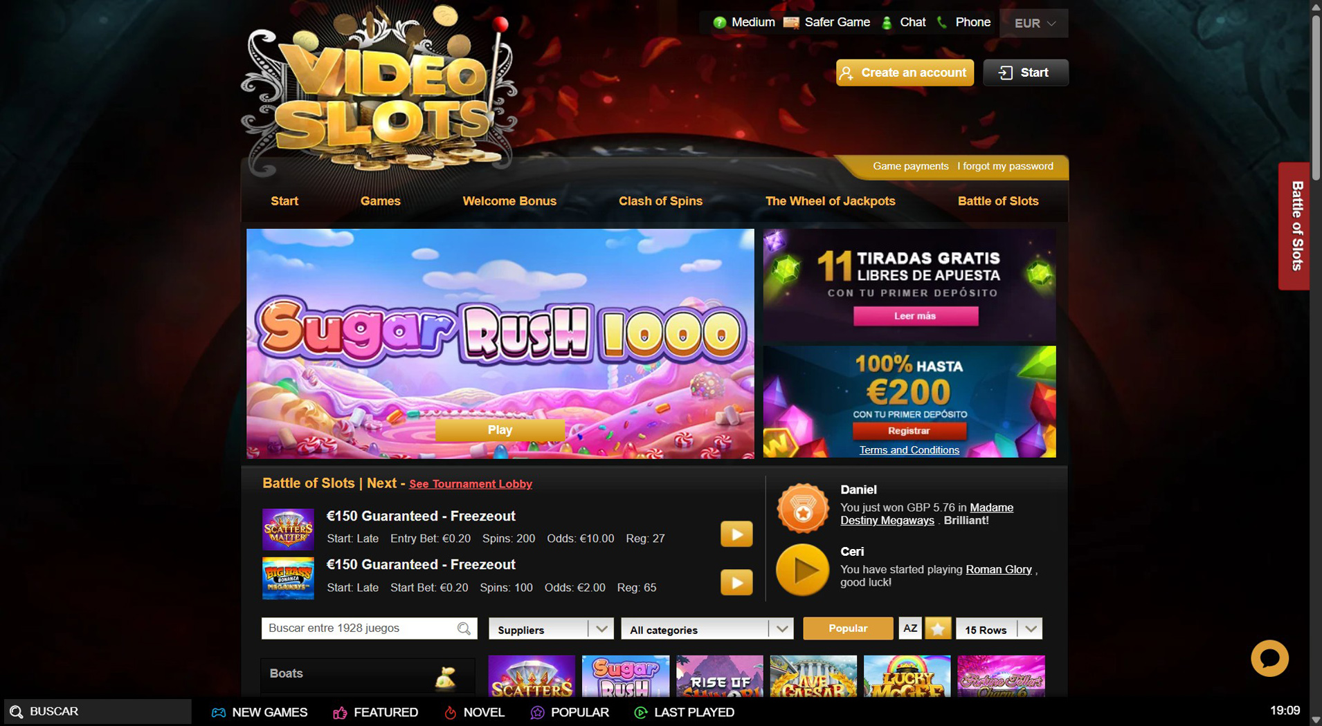 8. Videoslots Casino - Popular Skrill Casino Bonus